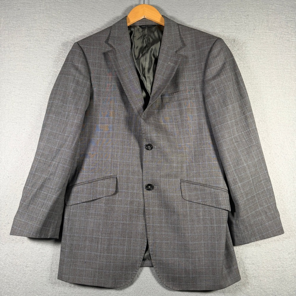 Vintage Banana Republic Grey Glen Check‎ Wool Two Button Blazer Coat Mens 40R